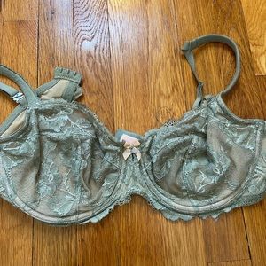 Body by Victoria Unlined Demi Green and Cream Lace 38DD